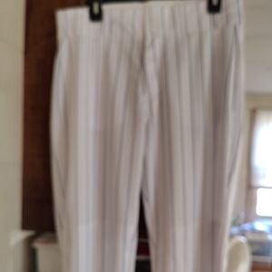 Men's White & Blue Striped Baseball Pants
